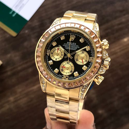 Rlx Daytona Diamond Gold Black Watch