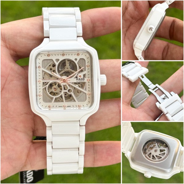 Rad_o true square automatic ceramic- white-copper
