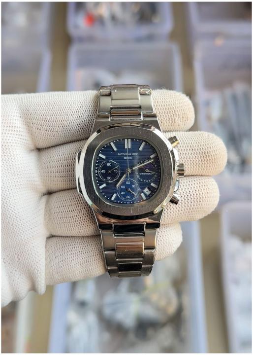 Patek_philippe Nautilus Steel Sun Moon Silver-Black