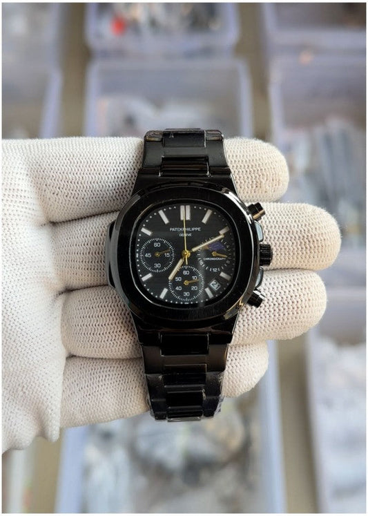 Patek_philippe Nautilus Steel Sun Moon Black